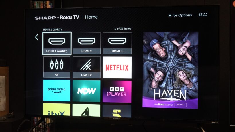 Главный экран Sharp 55FJ7K с Roku